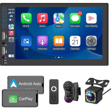 Racodiary Car Radio 2 DIN Compatible with Apple Carplay and Android Car, 7 Inch HD Touch Screen with MirrorLink, Bluetooth 5.2 Car Radio with Rear View Camera, RDS/AM/FM, USB/AUX/A/V-IN/SWC/Charging