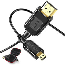 FOINNEX Slim Micro HDMI Cable, Ultra Thin Flexible Micro HDMI to HDMI Cable 0.6 m for GoPro Hero 7, Canon Camera, Gimbal, Stabilizer, Thinnest Slim Micro HDMI Cable, 4K @ 60Hz, UHD, 3D, Ethernet, ARC