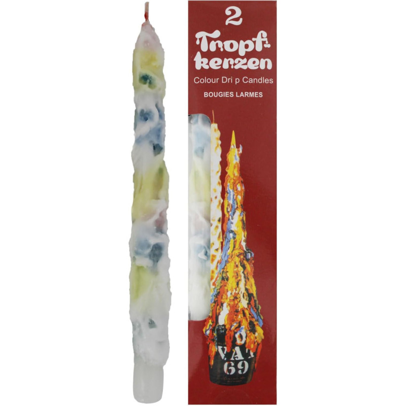 OLShop AG Pack of 3 Hädicke Drip Candles Colourful Length Approx. 25 cm (3 x 2 Pieces) Party Candles Dripping Candle