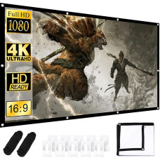 Screen Projector 100 Inches, 16:9 HD Projection Screen, Washable/Foldable Projection Screen, 4K Screen Projector Outdoor, for Office, Conference, Theatre, Party, Home, School