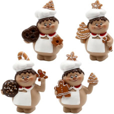 Dekohelden24 Ceramic Christmas baker with gingerbread in white/brown as set of 4, dimensions per figure L x W x H 7.5 x 5 x 10 cm