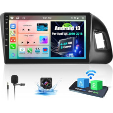 OiLiehu 4+64G 8 Core Android 13 Double DIN Radio Carplay Android Car Radio with Screen 9 Inch for Audi Q5 2010-2018 Support Bluetooth GPS FM RDS WiFi SWC DSP/EQ + Reversing Camera