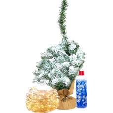 Avilia 50cm Snowy Christmas Tree with LED Lights - Made of Durable PVC, Easy to Assemble and Disassemble, Ideal for Christmas Decoration in Any Room, Even Small