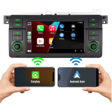 Car Radio for BMW E46 3 Series 1999-2005 Radio Screen Built-in Wireless Carplay Android Car Navigation with Bluetooth DSP EQ Subwoofer Steering Wheel Control AM FM RDS Radio 7 Inch Touchscreen 1080P