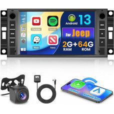 Hikity Wireless Carplay Car Radio with Sat Nav for Jeep Compass Patriot Dodge Android Car Radio with Bluetooth 7 Inch Touch Display Radio with WiFi FM/RDS + Reversing Camera