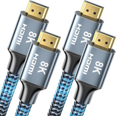 CABNEER 8K HDMI 2.1 Cable 3 Metres 2 Pieces HDMI Cable High Speed 48Gbps 8K @ 60Hz 4K @ 120Hz 2.2/2.3 for Dolby eARC HDCP HDR, Compatible with HDTV, Laptop etc