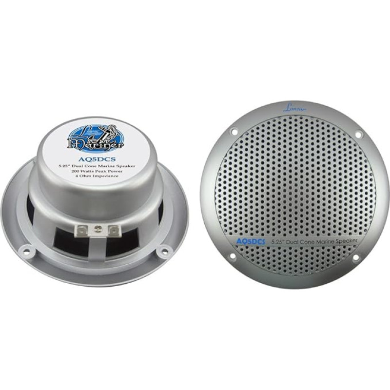 Lanzar AQ5DCS 300W 5.25-inch Double Cone Marine Speaker - Silver