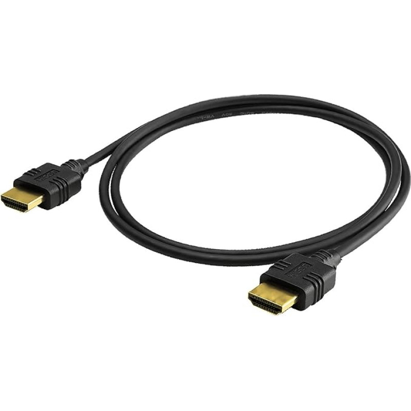 Hicon HI-HI-HIMM-0030 30 cm 4K 60fps UHD HDMI Cable Premium High Speed 18 GBit/s HDR 10 3D with Ethernet 0.3 m Compact Highly Flexible