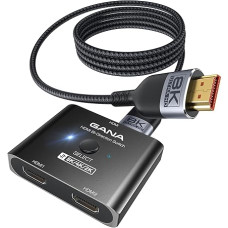 GANA HDMI 2.1 Switch, Ultra HD 8K Bi-directional HDMI Splitter, Support 4K@120Hz, 8K@60Hz 【with 4ft HDMI Cable】Aluminum HDMI Selector for PS5/PS4, Xbox, Roku, TV, Fire Stick (Black)