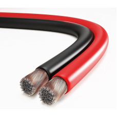 conecto Speaker Cable CCA 2 x 1.50 mm², 50.0 m, Audio Cable with Polarity Marking for HiFi Speaker Boxes Subwoofer, Red/Black