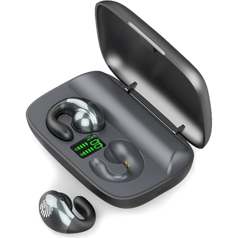 Open Ear Headphones Wireless Bluetooth Air Line Bone Sound Sports Headphones Wireless Ear Clip Bone Conduction Headphones Bone Headphones Earphones Gym Headphones with Ear Hook for Running Cycling