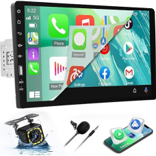 1 DIN Car Radio with Screen with Carplay and Android Car - 9 Inch Touchscreen Carplay Radio with EQ, Mirror Link, Bluetooth, FM Radio, SWC + Reversing Camera