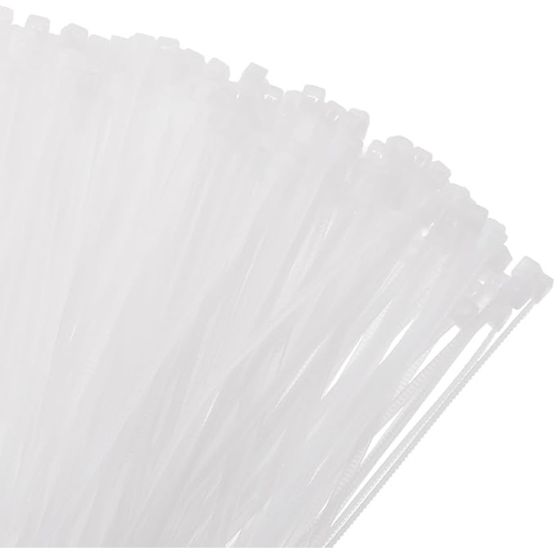 sourcing map Kabelbinder Kabelklemmen, selbstsichernd, klein, Nylon, 3 mm, für Kabelmanagement, Weiß, 8 cm, 1000 Stück