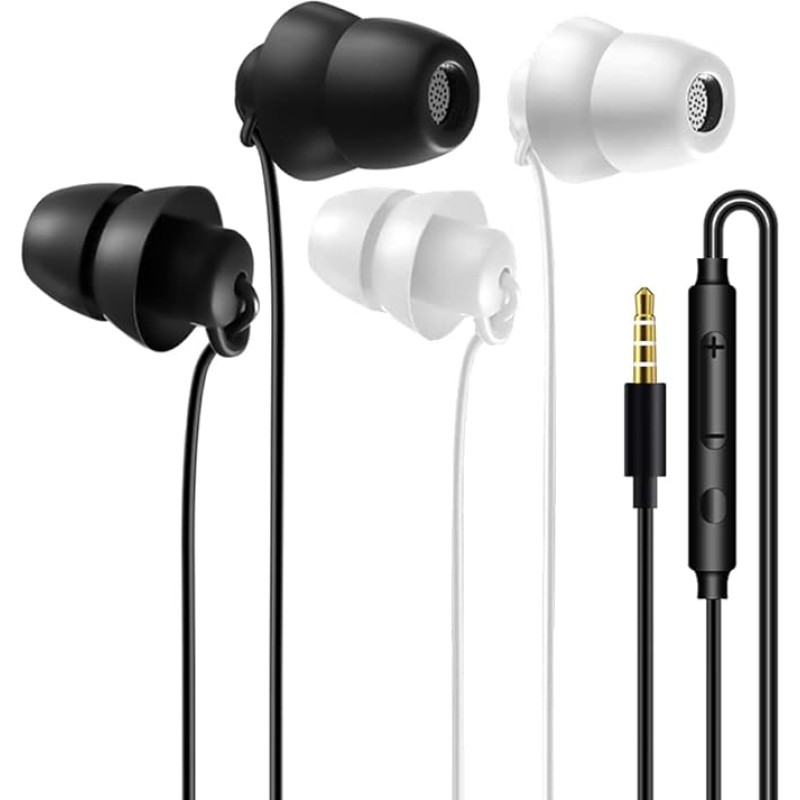 Sleep Earbuds, Silicone Noise Isolating In-Ear Headphones with Microphone for Sleeping, Insomnia, Side Sleepers, Snoring Compatible with Phone, Samsung, Huawei, 2 Pack