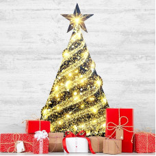 Ambiance Sticker Christmas Stickers Self Adhesive Christmas Decorations Bedroom Living Room Glitter Christmas Tree - H65xW40cm