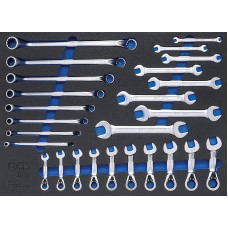 BGS 4016 | Werkstattwageneinlage 3/3: Maul/Ringschlüssel, Ratschen-Ringschlüssel | 26-tlg.