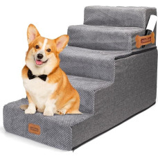 Šunų laiptai mažiems šunims, šunų rampa ir naminių gyvūnėlių laiptai su pūkelių voleliu, 5 žingsnių katės laiptai ir šunų laiptai lovos sofai