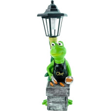 Kremers Schatzkiste XXL Frog Grillmeister LED Solar Lantern 42 x 14 cm Garden Figure with Chef Apron Solar Powered Decorative Light Weatherproof Automatic Twilight Sensor Garden Decoration for Patio