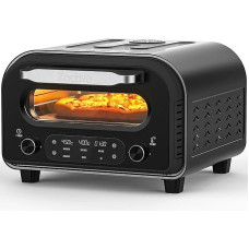 ZACHVO elektrinė picų kepimo krosnelė - iki 450 °C, 5 iš anksto nustatyti picų tipai, 1-60 minučių laikmatis, jutiklinis ekranas ir sukamoji rankenėlė, nerūdijančiojo plieno korpusas, 32 cm picai, pridedamas picų akmuo, picos žievelė, receptų knyga,