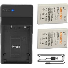 2 x Shentec EL5 EN-EL5 atsarginė baterija, skirta Nikon Coolpix 3700 4200 5200 5900 7900P3 P4 S10 P5100 P80 P6000 P90 P100