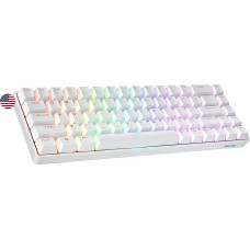 GK65 65% | Greitai keičiama mechaninė žaidimų klaviatūra | 68 klavišai su įvairiaspalviu RGB LED apšvietimu, skirti PC/Mac žaidėjams| ANSI JAV amerikietiškas išdėstymas (balta, mechaninė, sidabrinė)