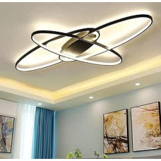 Living Room LED Ceiling Lights Dimmable Lights Ceiling Flush-Mounted with Remote Control Ceiling Lighting Modern Chic Oval Design Chandelier for Bedroom Dining Room Kitchen Lamp Black