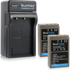 2 x Blumax Battery for Olympus BLS-5 / BLS-50 1100 mAh + Charger BLS-5 Suitable for Olympus Stylus 1 1s Pen E-PL2 E-PL3 E-PL5 E-PL6 E-PL7 E-P3 E-PM1 E-PM2 - OMD E-M10 and E-M10 Mark II