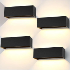 ledmo Pack of 4 30 W LED Wall Lights Indoor/Outdoor Up and Down Three Rows Adjustable Beam Angle 3000 K Warm White IP65 Waterproof (Black)