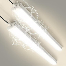 papasbox Pack of 2 LED liuminescencinis vamzdis 120 cm drėgnų patalpų šviesos vamzdis 40 W LED dirbtuvių lubų šviesos lempa 4500 K neutralios baltos spalvos IP65 vandeniui atspari liuminescencinė lempa rūsiui dirbtuvėms garažui virtuvei