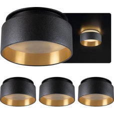 SSC-LUXon Sudara Recessed Ceiling Spotlight Indirect Light – Installation Design Spotlight Gold Black Downlight Ceiling Spotlight for GU10 / Module Pack of 4