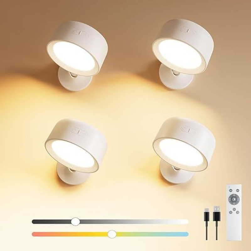 FULEN Rechargeable LED Wall Lights for Bedroom with Touch and Remote Control