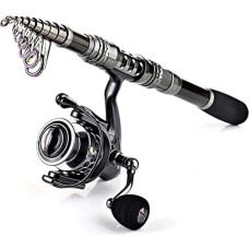 ZGYOZMNG Baitcasting-Rute, wasserdichte Angelrute, Kohlefaser-Angelrute, Stange und Angelrolle, Combo, Teleskop-Handrute, Angelrolle, stark (1,8 m und XY1000)