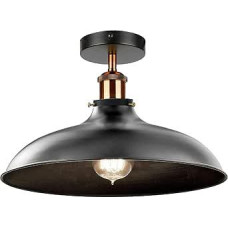 Nuolatinės srovės įtampos modernus lubų apšvietimas, LED žibintai, pusiau įleidžiamos šviesos, pakabinamos šviesos, liustra, metalas, kūgio formos atspalvis prieškambariui, svetainei, svetainei (juoda, 36 cm)