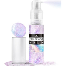 Vaivorykštiniai valgomieji blizgučiai - 22 g valgomųjų blizgučių dulkių blizgučių milteliai purškiamame buteliuke maistui, gėrimams, tortams, metaliniai maistiniai dažai, skirti tortams, saldumynams puošti