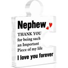 Neffe Geschenke von Tante Onkel, Happy Birthday Neffe Geschenk von Tante Abschluss Thanksgiving Weihnachtsgeschenke für Männer Jungen Acryl Puzzle Stück Andenken Schreibtisch dekoratives Schild für