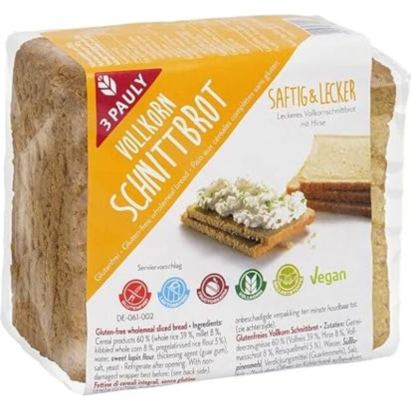 3 Pauly Whole Grain Cut Bread 500 g x 6-6 Pack