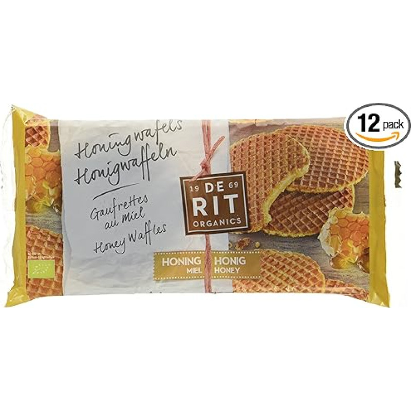 De Rit Whole Grain Honey Waffles, Pack of 12 (12 x 175 g)