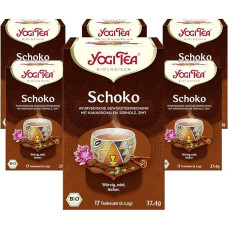 Yogi Tea - Chocolate, Ayurvedic Organic Spice Tea Chocolate Flavour, Mix of Cocoa, Liquorice and Cinnamon, Yogi Tea Pack of 6, 6 x 17 Bags (102 Tea Bags in Total), Ideal as a Gift