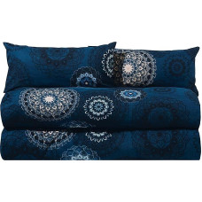 Erwin Müller Bed Linen Set, Economy Package, 4 Pieces, Flannel, Mandala, Warm, Temperature-Regulating, with Practical Zip, Dark Blue, Size 40 x 80 cm / 135 x 200 cm