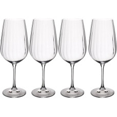 MIKASA Treviso krištolo taurės raudonam vynui, 600 ml, 4 vnt., be švino, skaidrios elegantiškos taurės su bangavimo efektu, skirtos šventėms