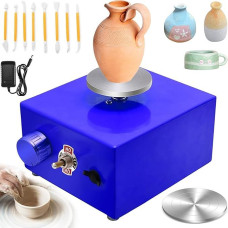Electric Pottery Wheel, Adjustable Speed Pottery Wheel, 0-2000 rpm, Mini Pottery Wheel with 6.5 and 10 cm Pottery Turntable, Suitable for Ceramic Clay Art Craft Gift DIY