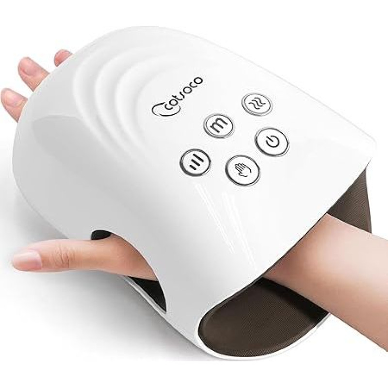 cotsoco Electric Hand Massager, Wireless Hand Massager, Massager with Compression and Heating, the Best Gift for Family and Friends, White