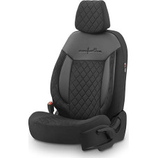 Comfortline VIP Universal Velvet/Fabric Seat Covers, Black, 11 Pieces, Compatible with Side Airbags