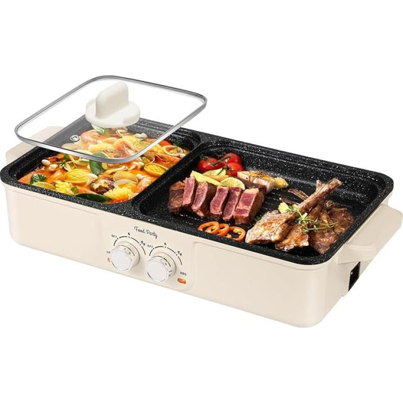 Karšto puodo ir BBQ kepsninė Elektrinis stalo grilis Karšto puodo puodas 220 V elektrinis grilis Karšto puodo elektrinis puodas Korėjietiškas barbekiu kepsninė be dūmų su dangčiu (didelis)