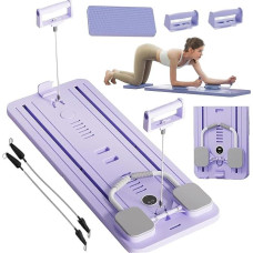 EFGETD patobulinta pilvo treniruoklio pilvo ritinėlio lenta, pilateso lenta Pilates Reformer Set Ab Roller Training Device Automatic Rebound pilvo raumenų treneris su pasipriešinimo juosta (Purple1)