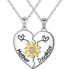 Motinos ir dukters karoliai 925 prabos sidabro šeimos karoliai 2 suderintiems širdies pakabukui karoliai Papuošalai motinai ir dukrai Motinos dienos gimtadienio dovanos