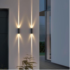 LED lauko šviestuvas, 2 vnt., IP65 lauko šviestuvas, modernus sieninis šviestuvas, aliumininis aukštyn ir žemyn šviečiantis šviestuvas, lauko šviestuvas, 6 W lauko šviestuvas, 3000 K lauko apšvietimas, skirtas namo sienoms, prieškambariams, patiltėms, lai