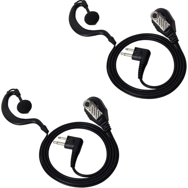 UAYESOK G Shape Earphones Police Security Walkie Talkie Headset with PTT Microphone for Motorola CP040 CP140 Hytera Midland Radio 2 Pin (2 Pack)