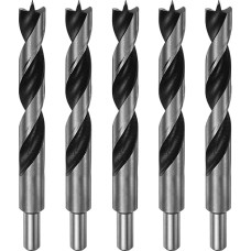 HARFINGTON Brad Point Bohrer 15 mm Durchmesser, gerader Rundschaft, metrische Zopfspitze, 9,9 cm Bohrtiefe, Spiralbohrer für Tischler, Holzbearbeitung, Kunststoff, Gummi, 5 Stück