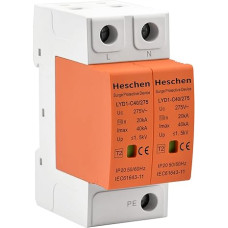 Heschen Surge Protection Device, LYD1-C40/275, 2P 275V 20KA Fireproof Low Voltage Arrester, 35mm DIN Rail Mount